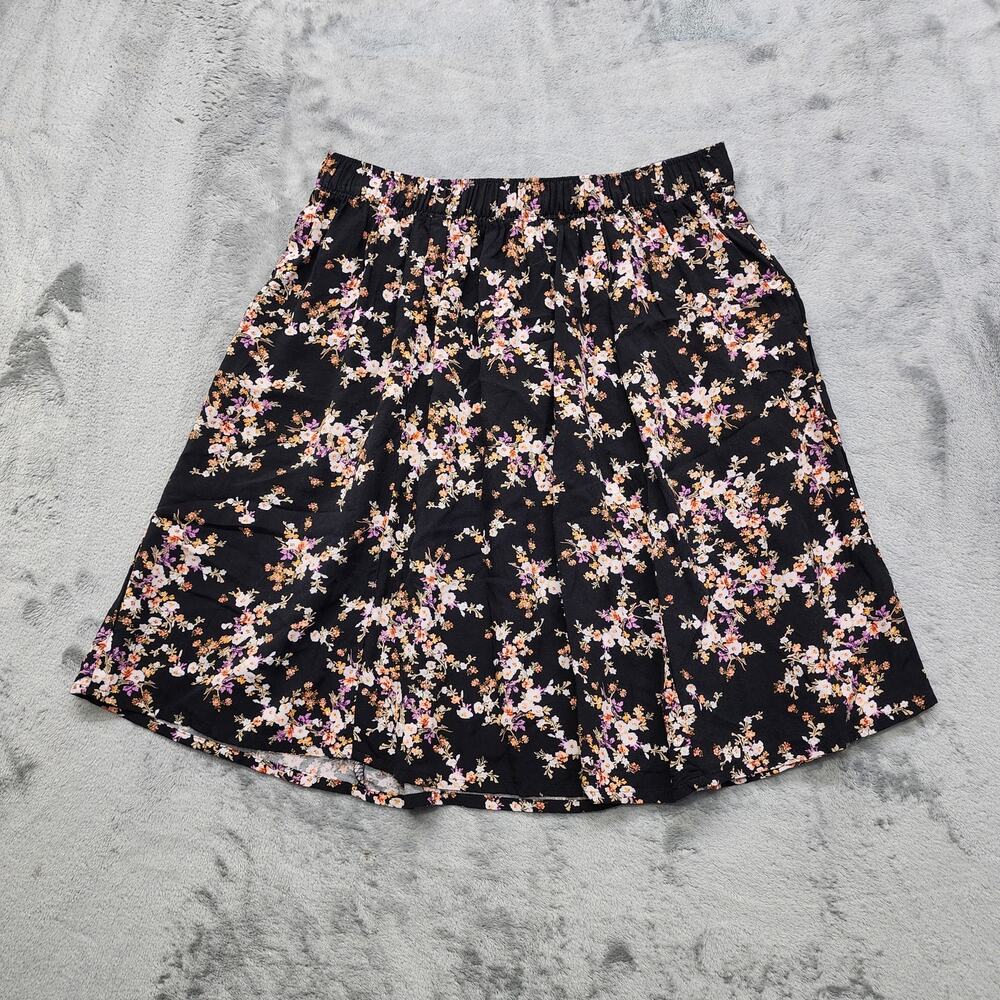 Old Navy Skirt Womens S Black Floral‎ Pull On A-Line Mini Princess Print Preppy